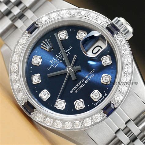 lady rolex blue dial with diamonds|rolex ladies datejust diamond dial.